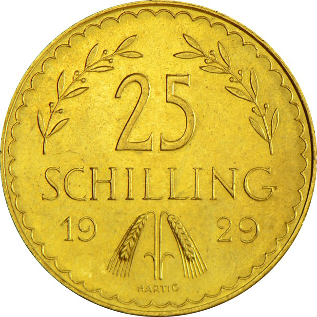 Zlatá mince 25 Schilling - První republika 1926-1931