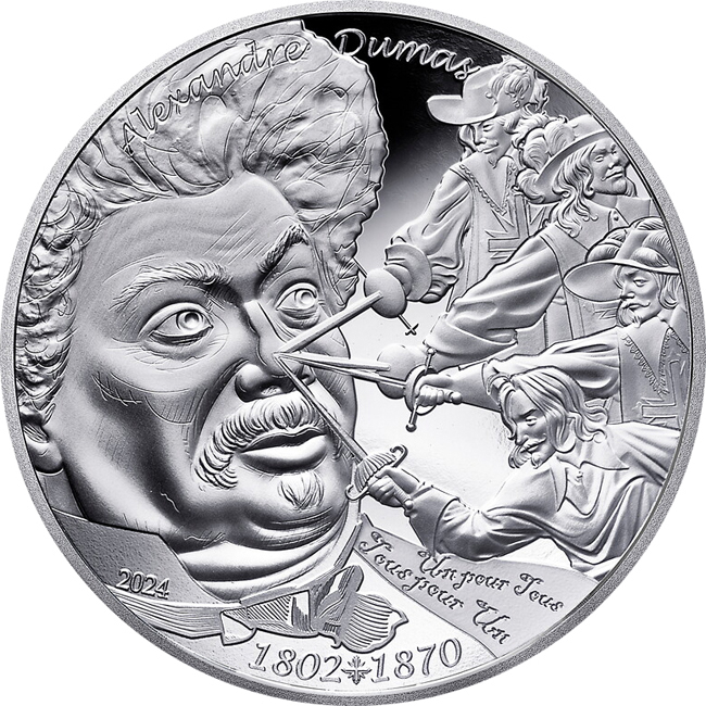 Alexandre Dumas, mincovna Monnaie de Paris - Francie, 22 g stříbra