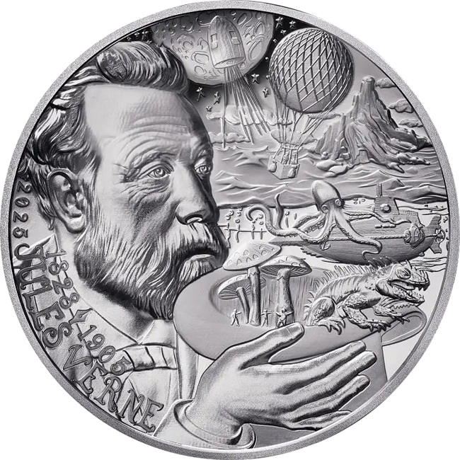 Umění pera - Jules Verne,  1 oz stříbra v etuji